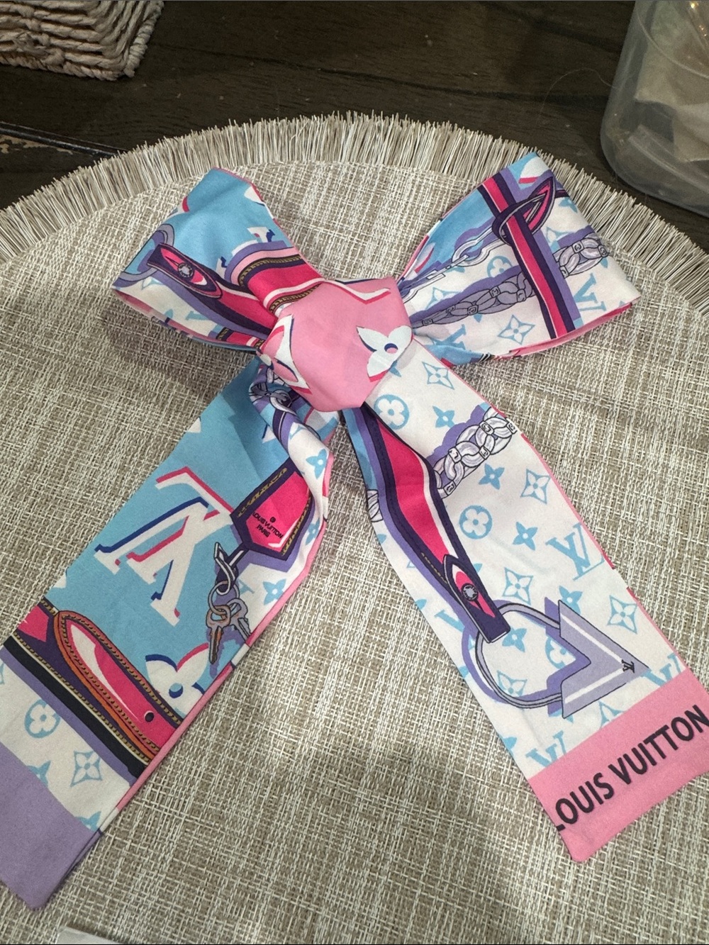 Louis Vuitton Blue & Pink Kids Bow Scarf